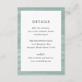 Coastal Chic gedempt groen elegante bruiloft Informatiekaartje