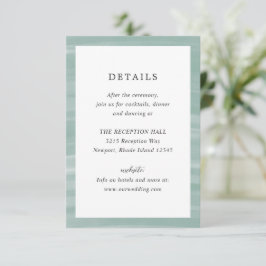 Coastal Chic gedempt groen elegante bruiloft Informatiekaartje