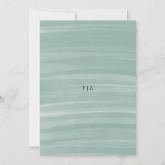 Coastal Chic gedempt groen elegante bruiloft Kaart (Achterkant)