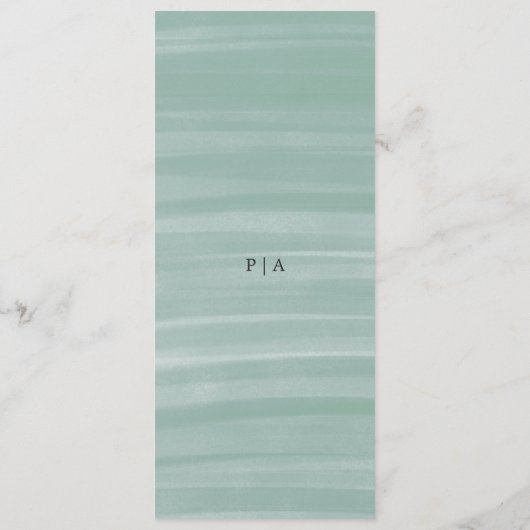 Coastal Chic gedempt groen elegante bruiloft Menu (Achterkant)