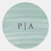 Coastal Chic gedempt groen elegante bruiloft Ronde Sticker (Voorkant)