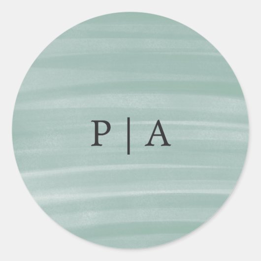 Coastal Chic gedempt groen elegante bruiloft Ronde Sticker (Voorkant)