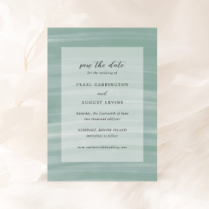 Coastal Chic gedempt groen elegante bruiloft Save The Date