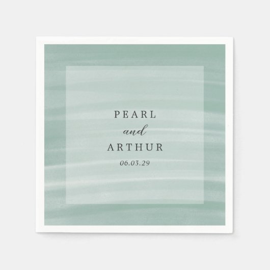 Coastal Chic gedempt groen elegante bruiloft Servet (Voorkant)