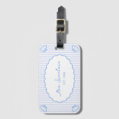 Coastal Chic Gepersonaliseerde Blauwe Honeymoon Mr Bagagelabel (Voorkant (verticaal))