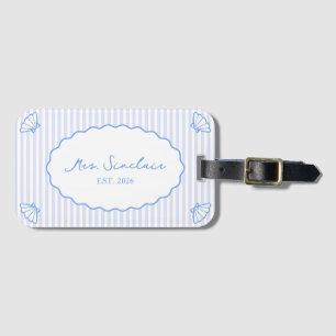 Coastal Chic Gepersonaliseerde Blauwe Honeymoon Mr Bagagelabel