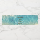 Coastal Chic Golden Sand Blauwgroen Bruiloft Welko Waterfles Etiket (Enkel label)