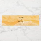 Coastal Chic Golden Sand Blauwgroen Bruiloft Welko Waterfles Etiket (Enkel label)