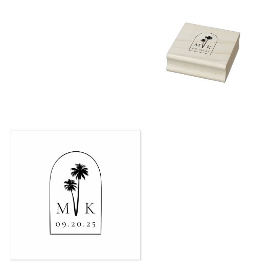 Coastal Chic Minimalist Monogram Weddenschap Rubberstempel (Gestempeld)
