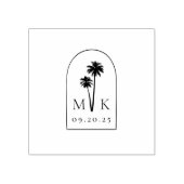 Coastal Chic Minimalist Monogram Weddenschap Rubberstempel (Afrduk)