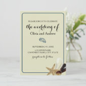 Coastal Chic Minimalist Sandy Blue Seashell Kaart (Staand voorkant)