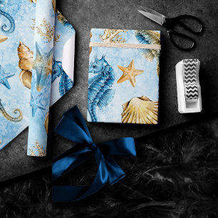 Coastal Chic   Modern Blue and Gold under the Zee Cadeaupapier