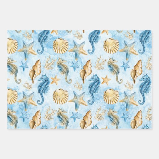 Coastal Chic | Modern Blue and Gold under the Zee Inpakpapier Vel (Voorkant)