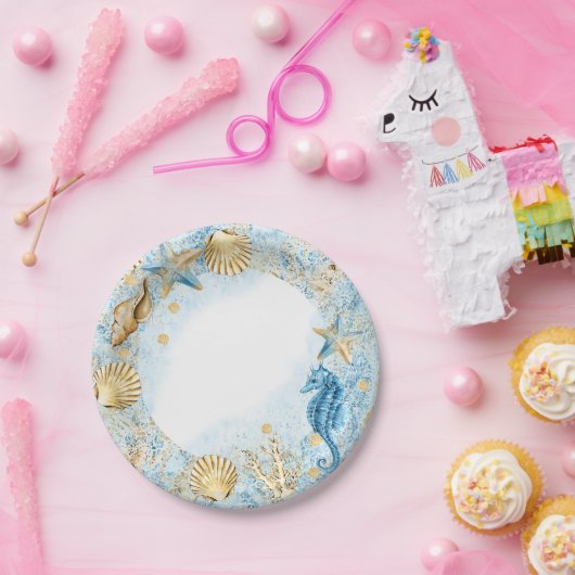 Coastal Chic | Modern Blue and Gold under the Zee Papieren Bordje (Feest)