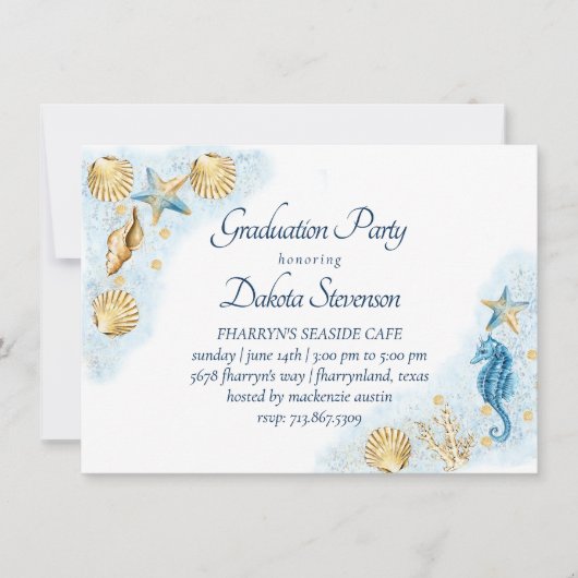 Coastal Chic | Modern koraalrif-Afstuderen Kaart (Voorkant)