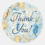 Coastal Chic | Modern koraalrif bedankt Ronde Sticker (Voorkant)