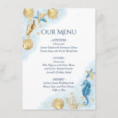 Coastal Chic | Modern koraalrif bruiloft Menu (Voorkant)