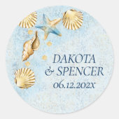 Coastal Chic | Modern koraalrif bruiloft Ronde Sticker (Voorkant)