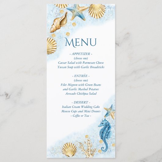 Coastal Chic | Modern koraalrif Menu (Voorkant)