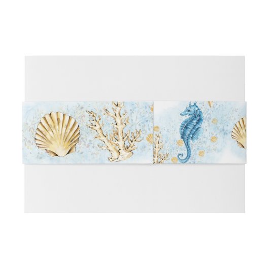 Coastal Chic | Modern koraalrif Uitnodigingen Wikkel (Achterkant Voorbeeld)