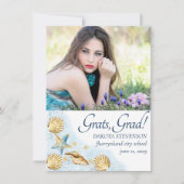 Coastal Chic | Moderne koraalrif foto-Afstuderen Aankondiging (Voorkant)