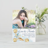 Coastal Chic | Moderne koraalrif foto-Afstuderen Bedankkaart (Staand voorkant)