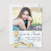 Coastal Chic | Moderne koraalrif foto-Afstuderen Bedankkaart (Voorkant)