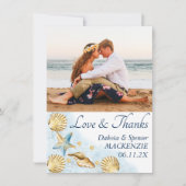 Coastal Chic | Moderne koraalrif fotobruiloft Bedankkaart (Voorkant)