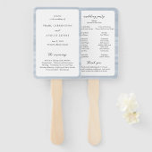 Coastal Chic Muted Blue Elegant Wedding Program Handwaaier (Voorkant en achterkant)