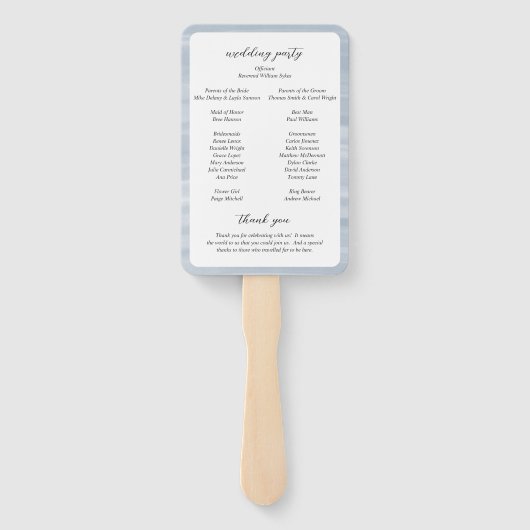 Coastal Chic Muted Blue Elegant Wedding Program Handwaaier (Achterkant)