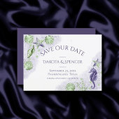Coastal Chic | Paars en groen huwelijk Save The Date