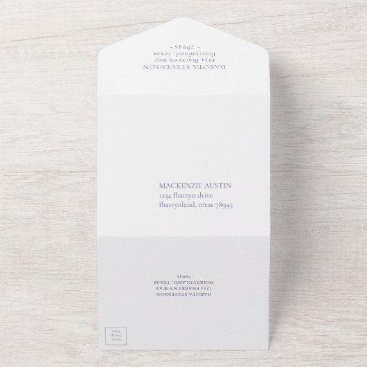 Coastal Chic | Paars en groen koraalrif weddenscha All In One Uitnodiging (Buitenkant)