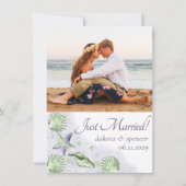 Coastal Chic | Paarse en groene Nautische foto Aankondiging (Voorkant)