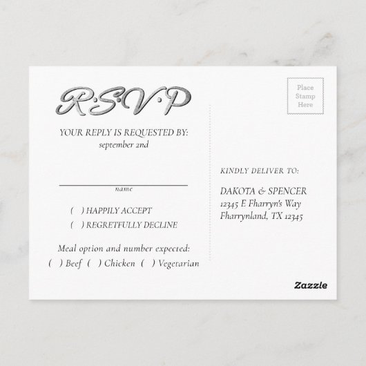 Coastal Chic | Paarse en groene RSVP-keuze Briefkaart (Achterkant)
