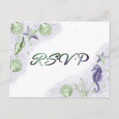 Coastal Chic | Paarse en groene RSVP-keuze Briefkaart (Voorkant)
