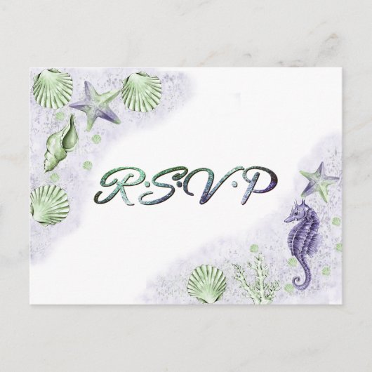 Coastal Chic | Paarse en groene RSVP-keuze Briefkaart (Voorkant)