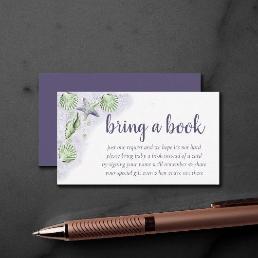 Coastal Chic | Paarse en kalkgroene boeken Informatiekaartje