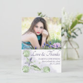 Coastal Chic | Paarse en kalkgroene hoofdfoto Bedankkaart (Staand voorkant)