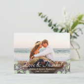 Coastal Chic | Paarse en kalkgroene strand bruilof Bedankkaart (Staand voorkant)