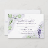 Coastal Chic | Paarse en kalkgroene strand bruilof RSVP Kaartje (Voorkant)