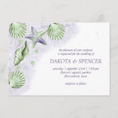 Coastal Chic | Paarse groene Nautical Weddenfoto Kaart (Voorkant)