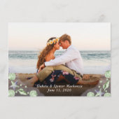 Coastal Chic | Paarse groene Nautical Weddenfoto Kaart (Achterkant)