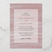 Coastal Chic Roze Elegante Huwelijk Folie Uitnodiging (Voorkant)