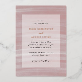 Coastal Chic Roze Elegante Huwelijk Folie Uitnodiging