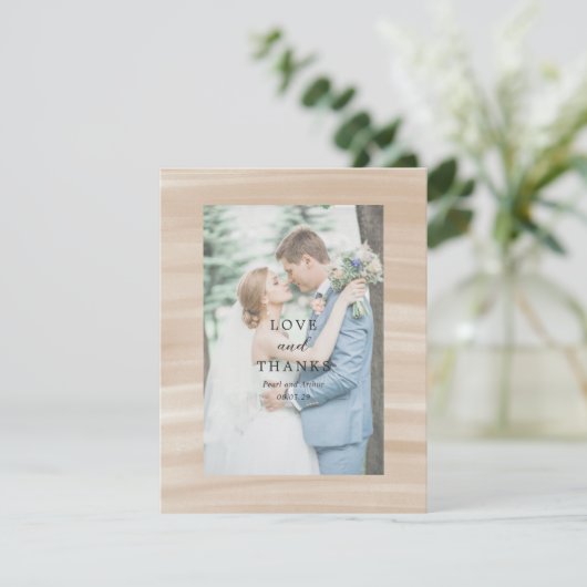 Coastal Chic Sandy Neutraal Elegant Huwelijk Bedankkaart (Staand voorkant)