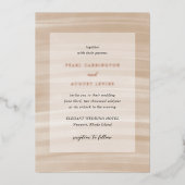 Coastal Chic Sandy Neutraal Elegant Huwelijk Folie Uitnodiging (Voorkant)
