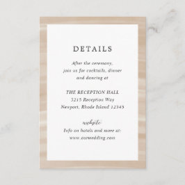 Coastal Chic Sandy Neutraal Elegant Huwelijk Informatiekaartje
