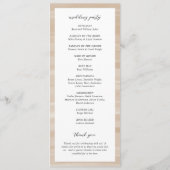 Coastal Chic Sandy Neutraal Elegant Huwelijk Programmakaart (Achterkant)