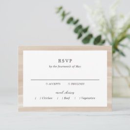 Coastal Chic Sandy Neutraal Elegant Huwelijk RSVP Kaartje