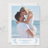 Coastal Chic Seaside Blue Seashells & Starfish Save The Date (Achterkant)